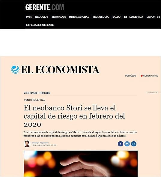 El neobanco Stori se lleva el capital de riesgo en febrero del 2020